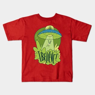 UFO Abduction I Believe Alien Kids T-Shirt